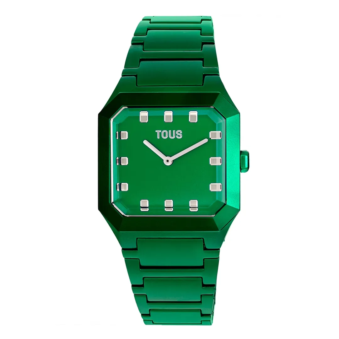 Reloj analógico con brazalete de aluminio verde Karat Squared
